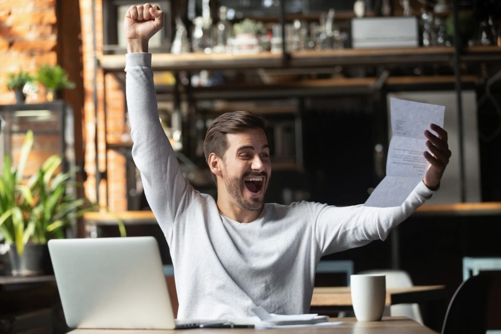 Overjoyed Male Student