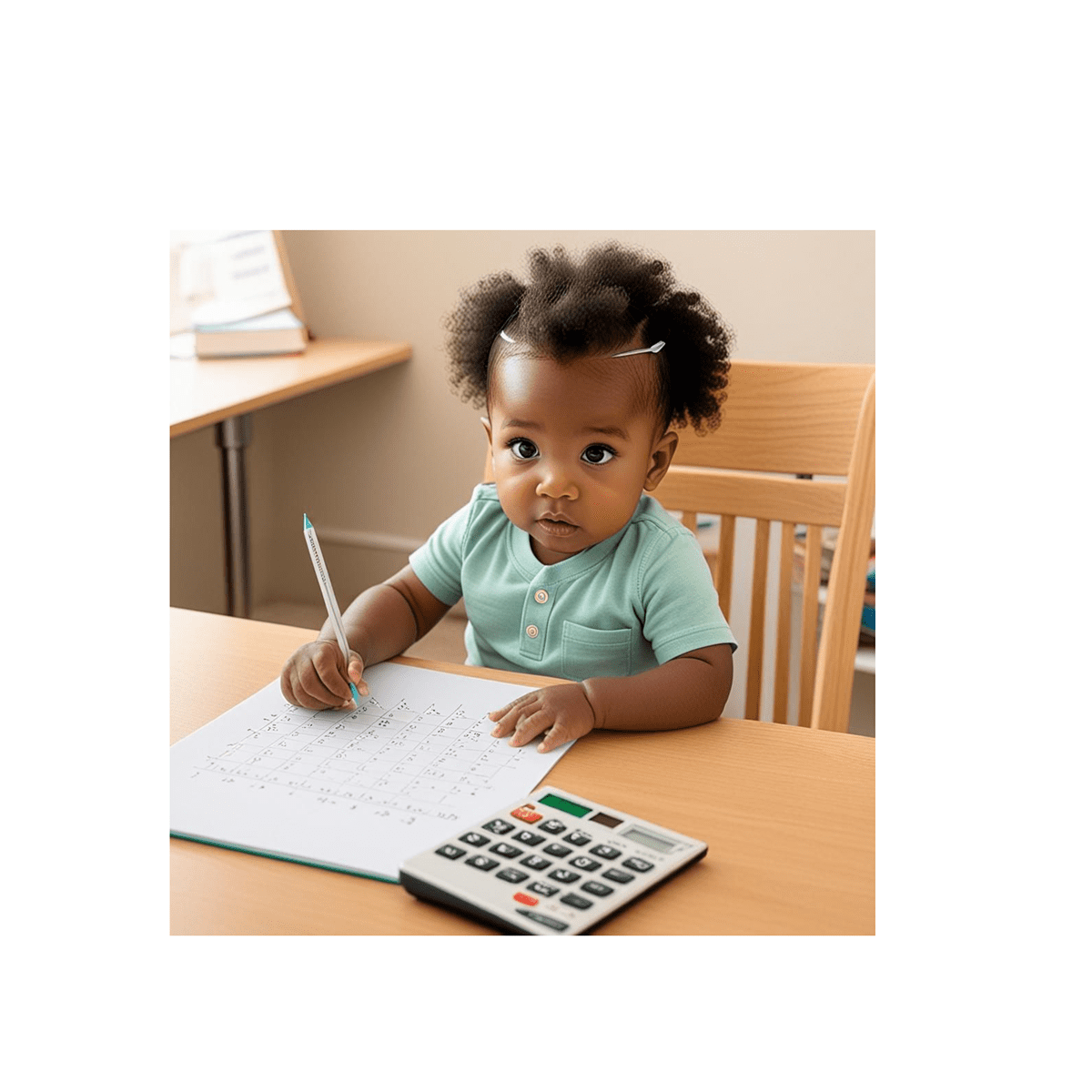 Black baby doing math