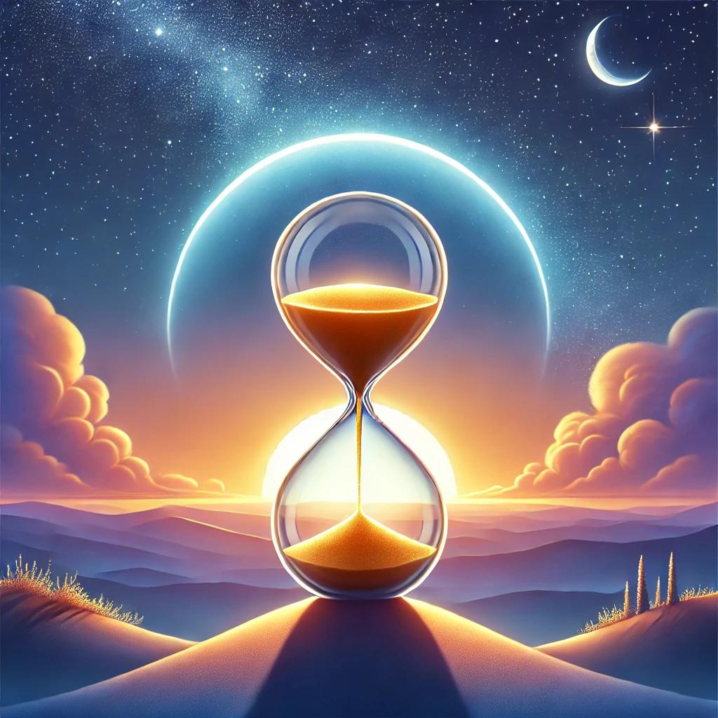 Passing time - sand through an hourglass