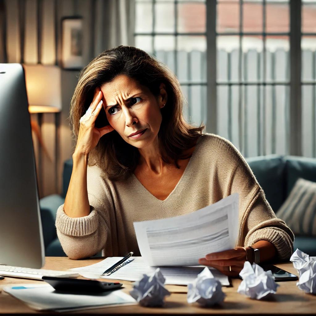 Frustrated woman at a desk