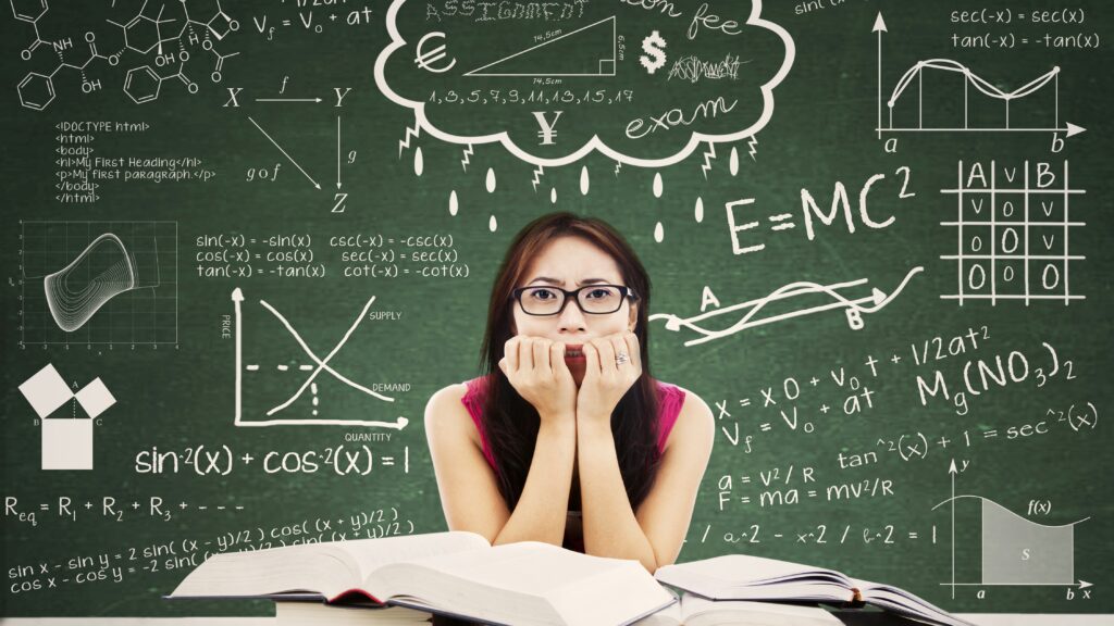 Frustrated teen with math homework